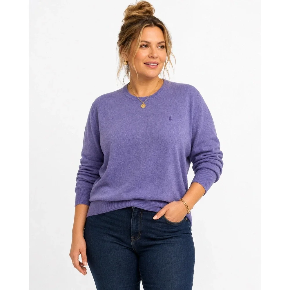 Polo Ralph Lauren Purple Washable Cashmere Crewneck Sweater Mens Large Preppy